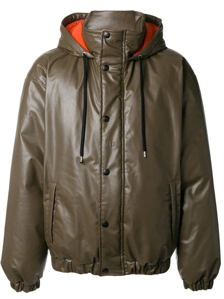Msgm Zipped Hooded Jacket - Green