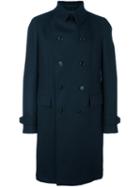Z Zegna Double Breasted Coat, Men's, Size: 48, Blue, Cotton/spandex/elastane/cupro/wool