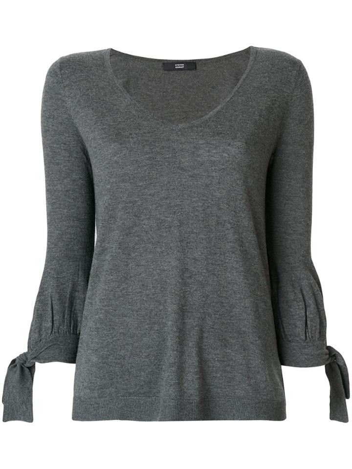 Steffen Schraut Tied Cuffs Knitted Blouse - Grey