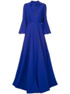 Greta Constantine Harlow Pussy-bow Gown - Blue