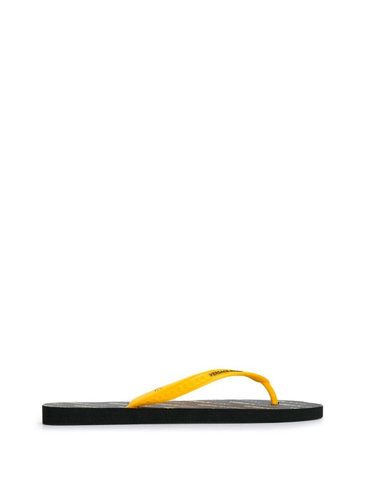 Versace Jeans Chain-embossed Flip Flops - Yellow