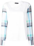 Sportmax Contrasting Sleeve Blouse - White