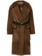 Blancha - Multi-pockets Long Coat - Women - Cotton/leather/mink Fur/metal - 40, Brown, Cotton/leather/mink Fur/metal