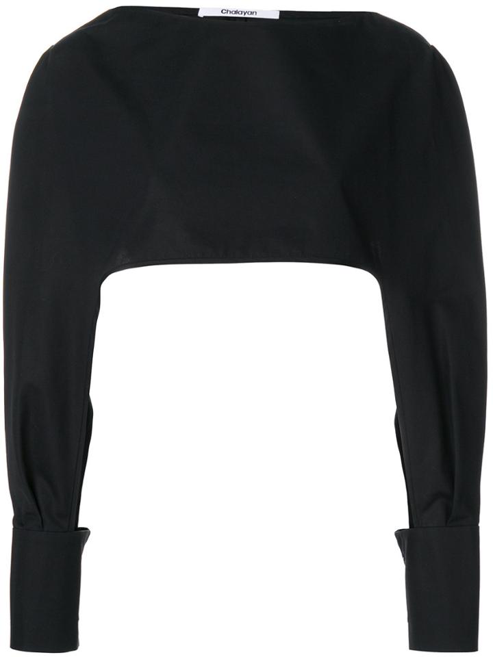 Chalayan Cape-effect Cropped Blouse - Black