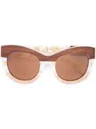 Linda Farrow - Cat Eye Sunglasses - Women - Wood/plastic - One Size, Women's, Nude/neutrals, Wood/plastic