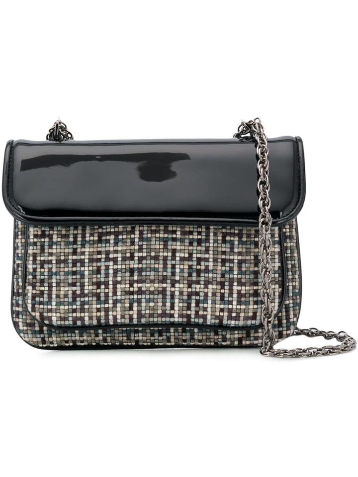 Rodo Embroidered Shoulder Bag - Black