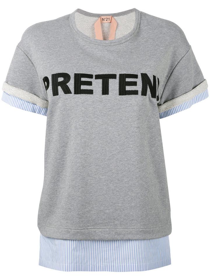 No21 - 'pretend' Layer T-shirt - Women - Cotton - 40, Women's, Grey, Cotton