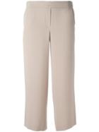 P.a.r.o.s.h. Straight Cropped Trousers, Women's, Size: Medium, Nude/neutrals, Polyester