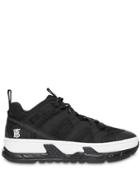 Burberry Monogram Motif Mesh And Nubuck Sneakers - Black