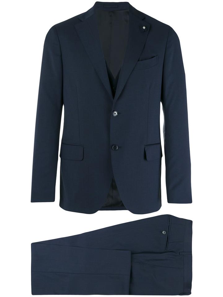Lardini - Two Piece Slim-cut Suit - Men - Cotton/polyester/cupro/wool - 54, Blue, Cotton/polyester/cupro/wool