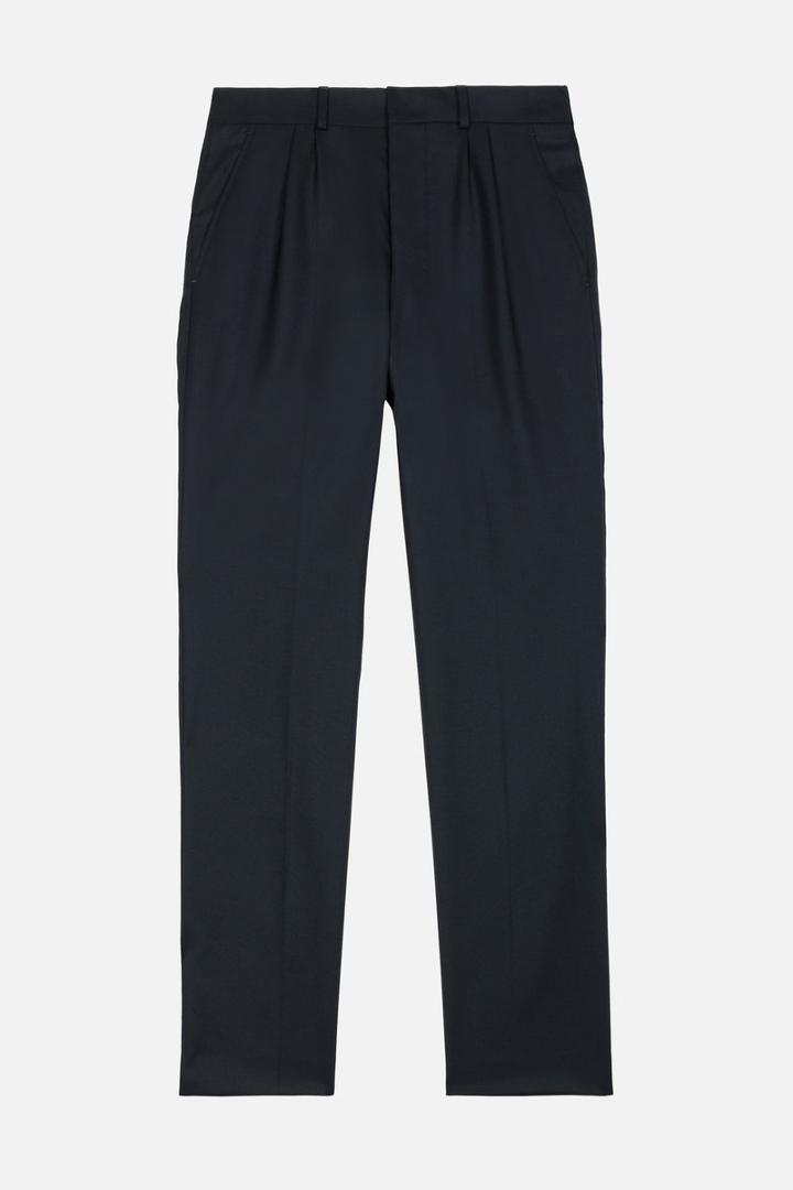 Ami Alexandre Mattiussi Double Pleat Wide Leg Trousers, Men's, Size: 40, Black, Wool
