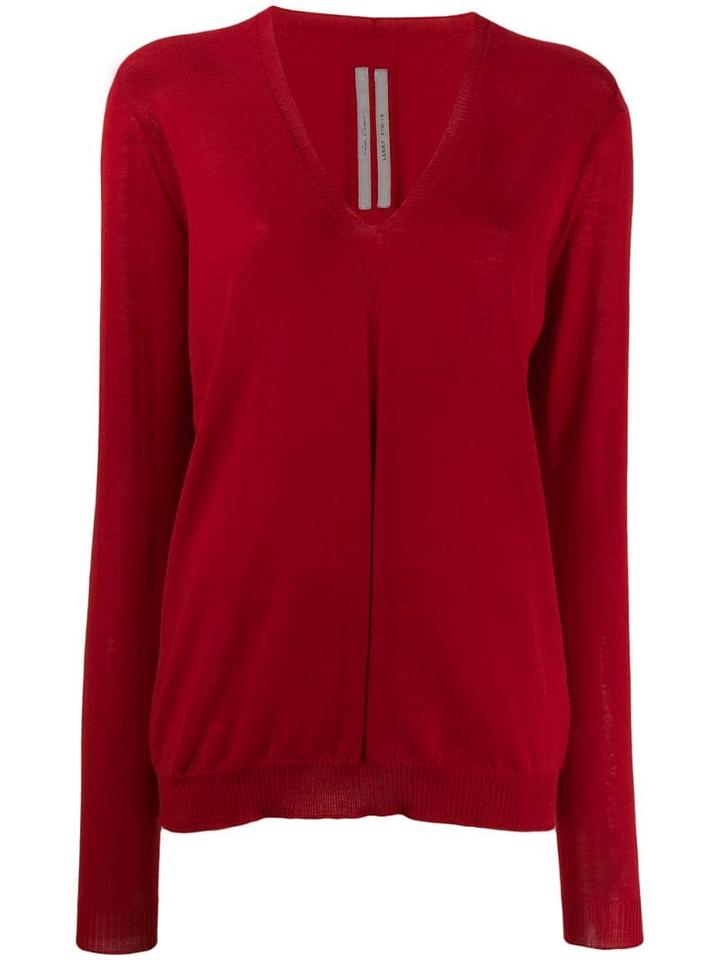 Rick Owens V-neck Jumper - Red
