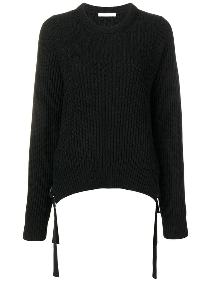 Helmut Lang Knitted Strap Detailed Jumper - Black