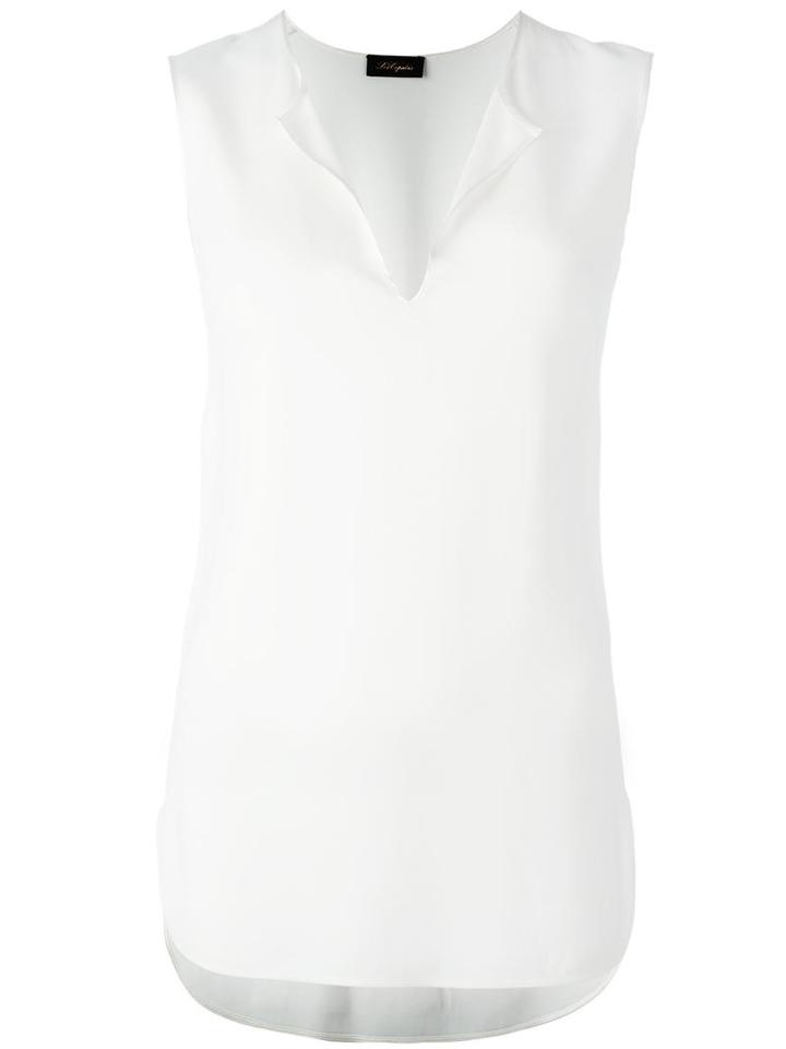 Les Copains V-neck Tank Top, Women's, Size: 38, White, Elastodiene/viscose/silk