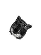 Gucci Anger Forest Wolf Head Ring In Enamel - Black