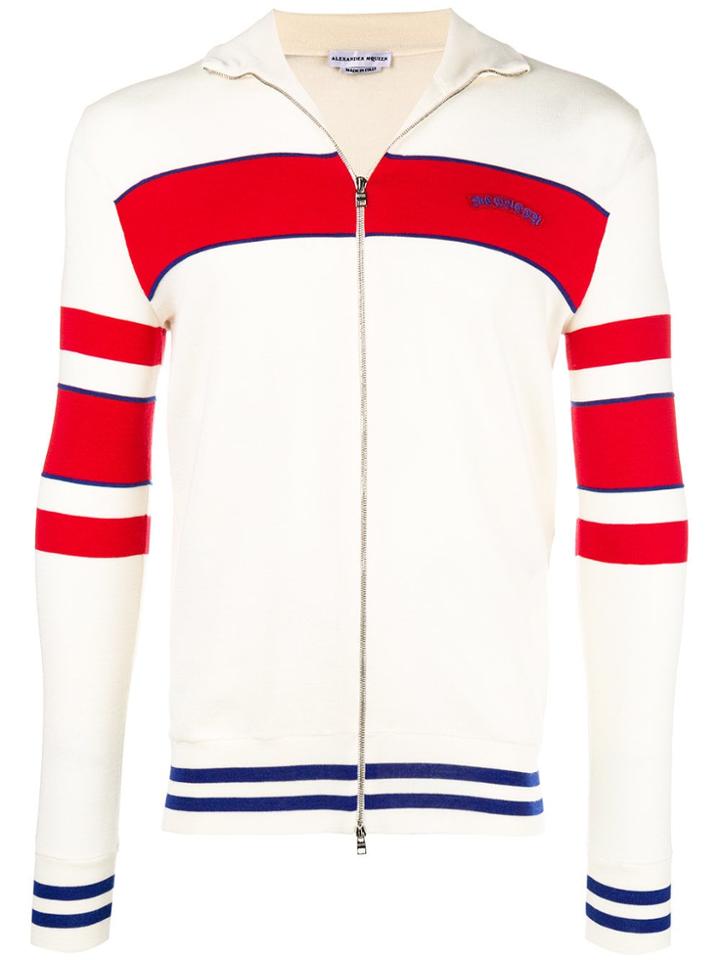 Alexander Mcqueen Stripe Sports Cardigan - Nude & Neutrals