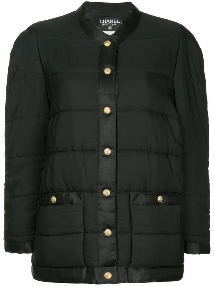 Chanel Vintage Collarless Padded Jacket - Black