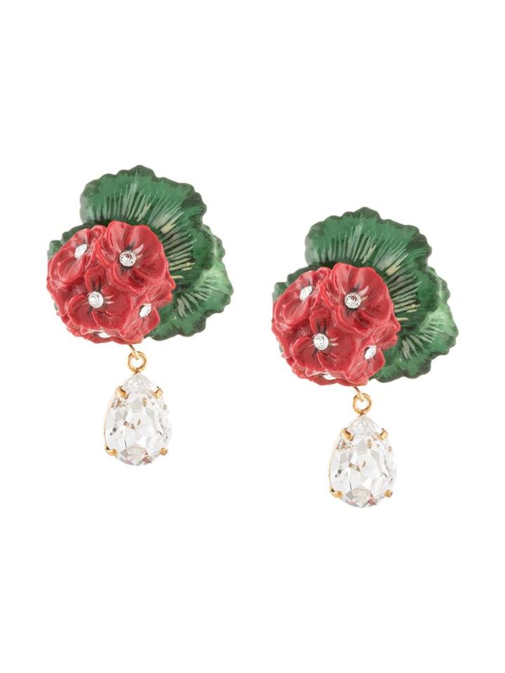 Dolce & Gabbana Drop Earrings With Decorative Details - Red