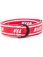Msgm Logo Print D-ring Belt - Red