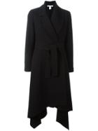 Oscar De La Renta Asymmetric Lapel Belted Coat - Black