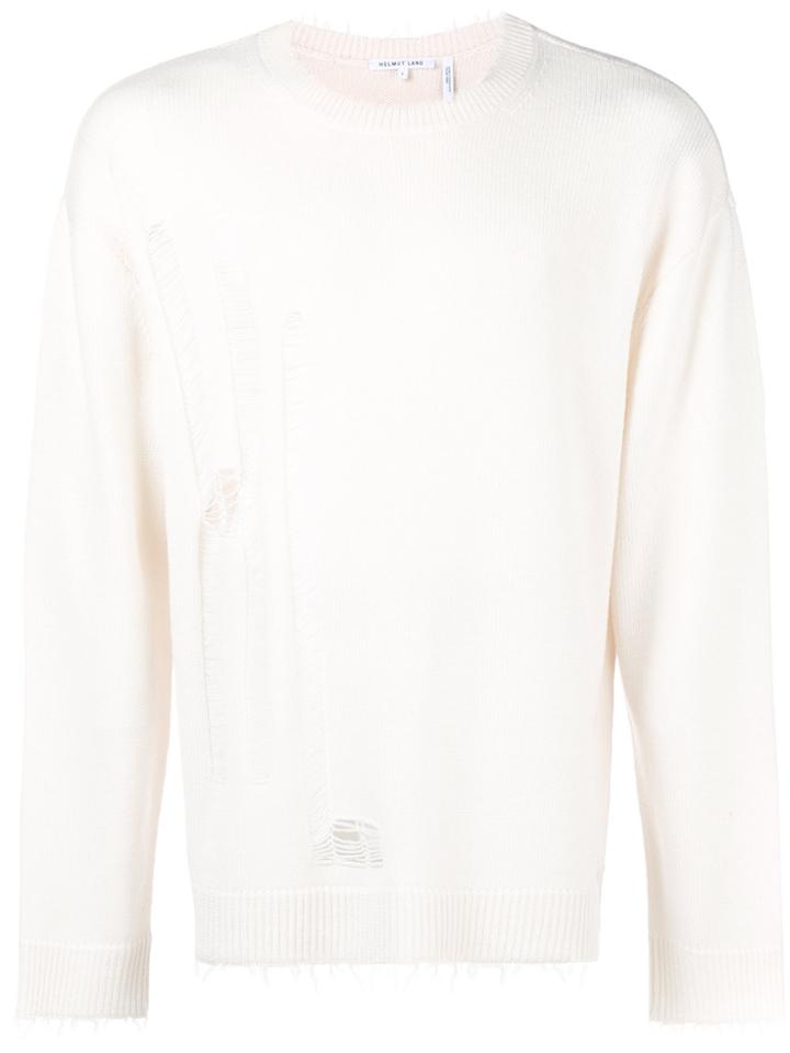 Helmut Lang Distressed Fitted Sweater - Nude & Neutrals