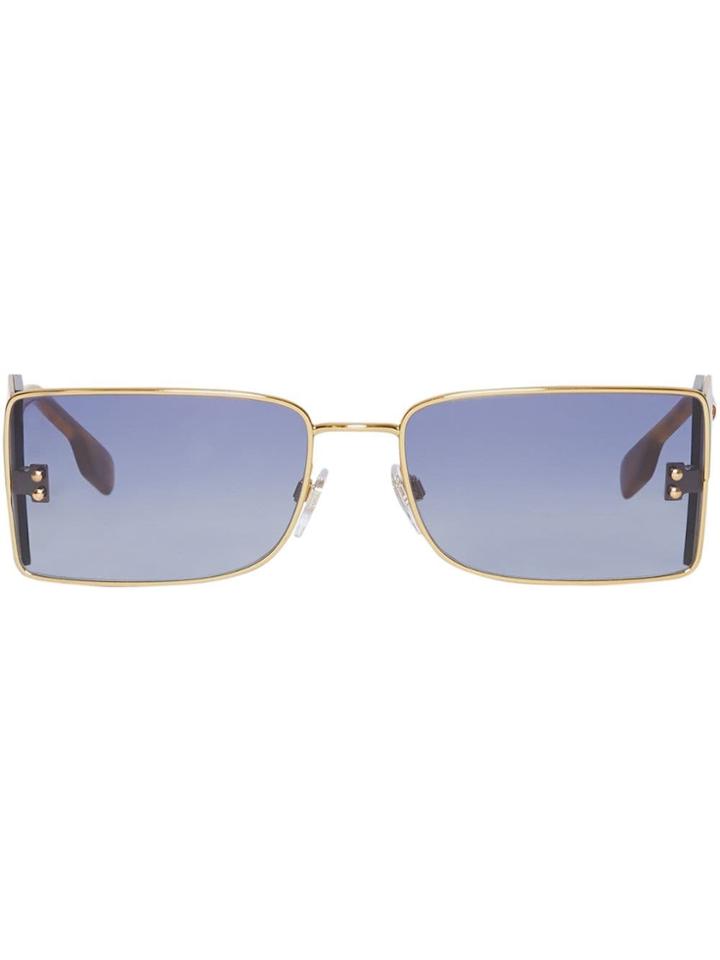 Burberry 'b' Lens Detail Rectangular Frame Sunglasses - Gold