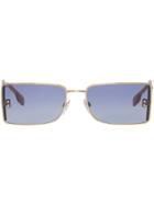 Burberry 'b' Lens Detail Rectangular Frame Sunglasses - Gold