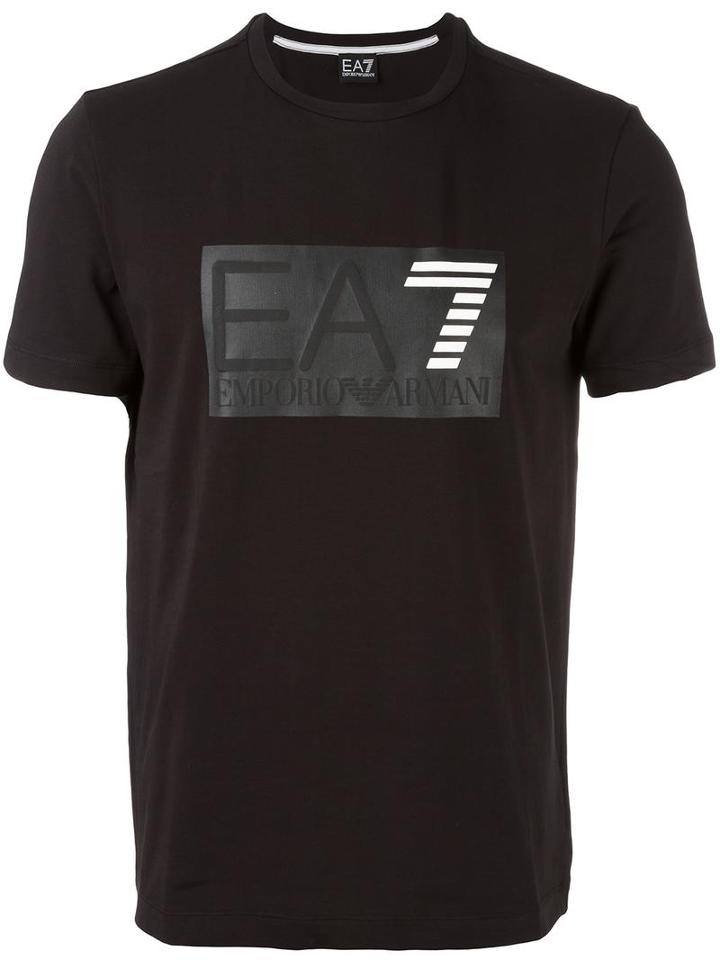 Ea7 Emporio Armani Logo Print T-shirt, Men's, Size: Xl, Black, Cotton/spandex/elastane