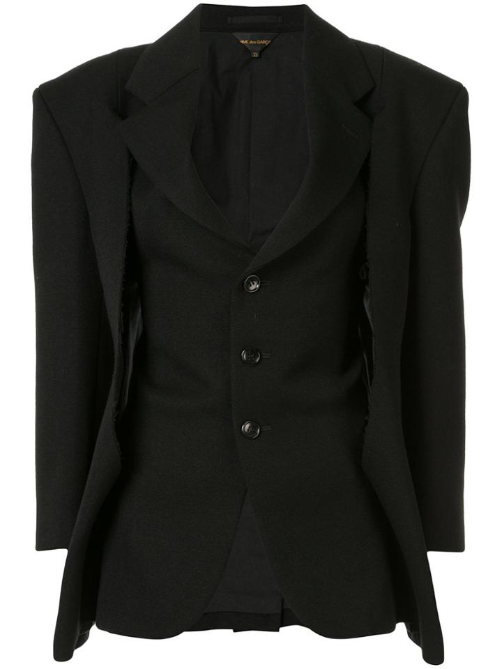 Comme Des Garçons Distressed Single-breasted Blazer - Black
