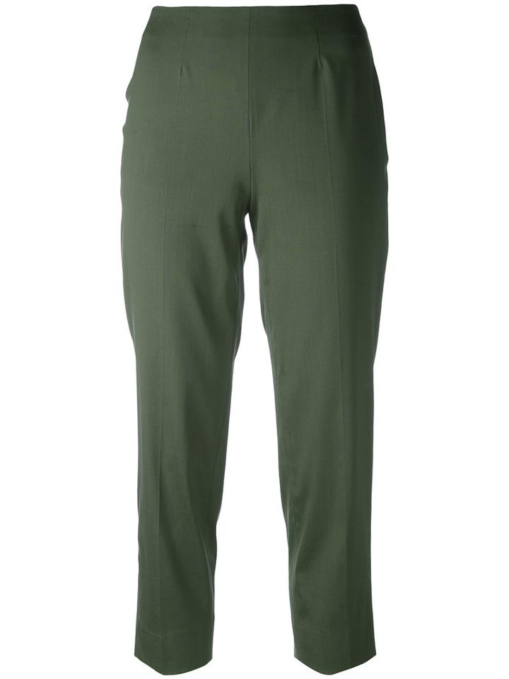 Cropped Trousers - Women - Silk/polyamide/spandex/elastane - 46, Green, Silk/polyamide/spandex/elastane, Piazza Sempione