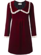 Saint Laurent Ruffled Collar Babydoll Mini Dress, Women's, Size: 36, Red, Silk/cupro/viscose