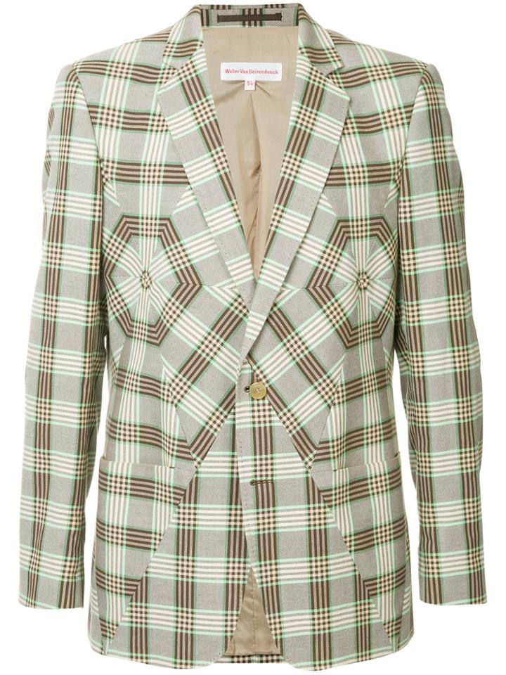 Walter Van Beirendonck Vintage Checked Panel Blazer - Brown