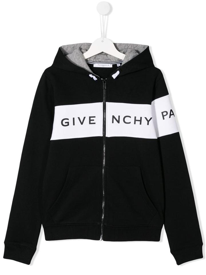 Givenchy Kids Logo Zipped Hoodie - Black