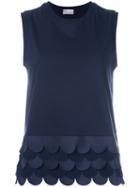 Red Valentino Scalloped Hem Top, Women's, Size: Small, Blue, Cotton/polyester