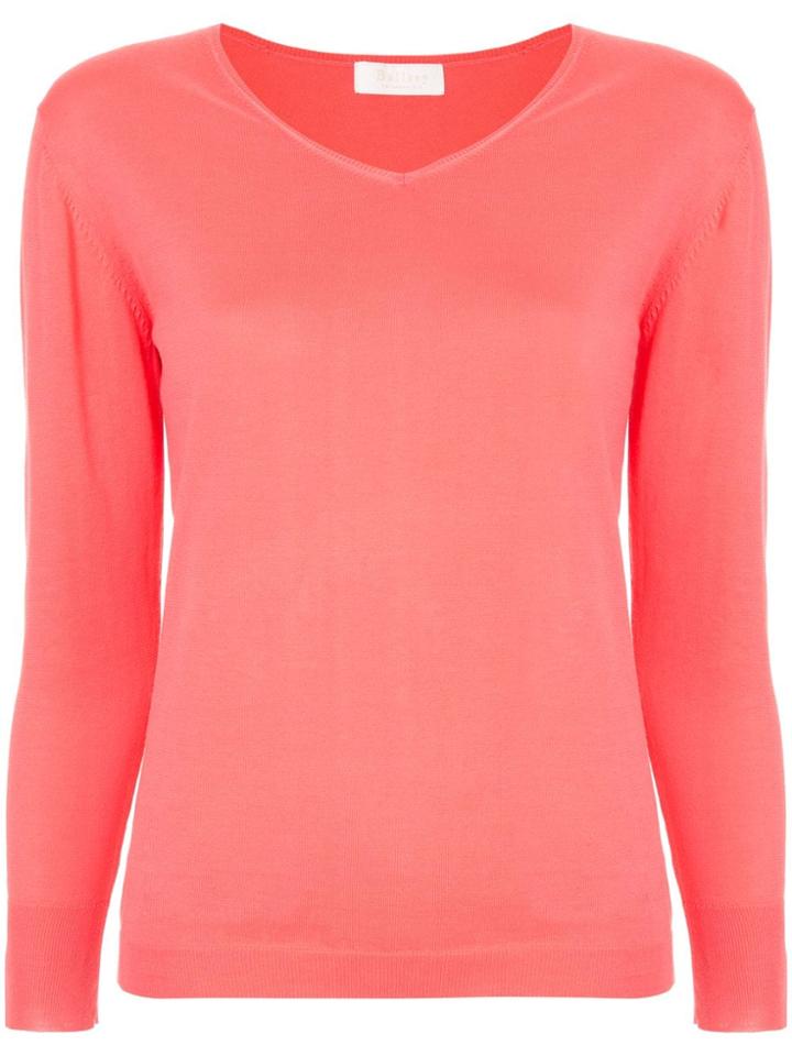 Ballsey Knitted V-neck Top - Pink