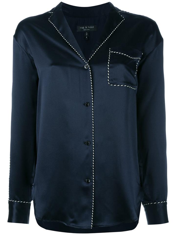 Rag & Bone - Hahn Pyjama Shirt - Women - Silk - L, Blue, Silk