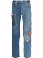 Children Of The Discordance Mid Rise Contrasting Denim Patch Jeans -