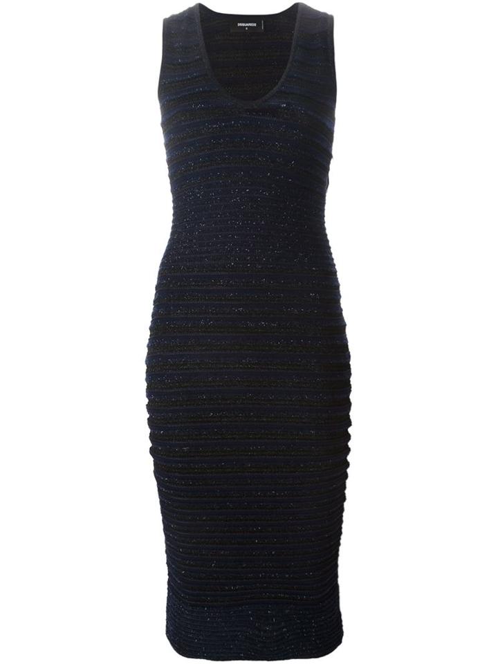 Dsquared2 Ribbed Dress, Women's, Size: Small, Blue, Viscose/cotton/polyester/spandex/elastane