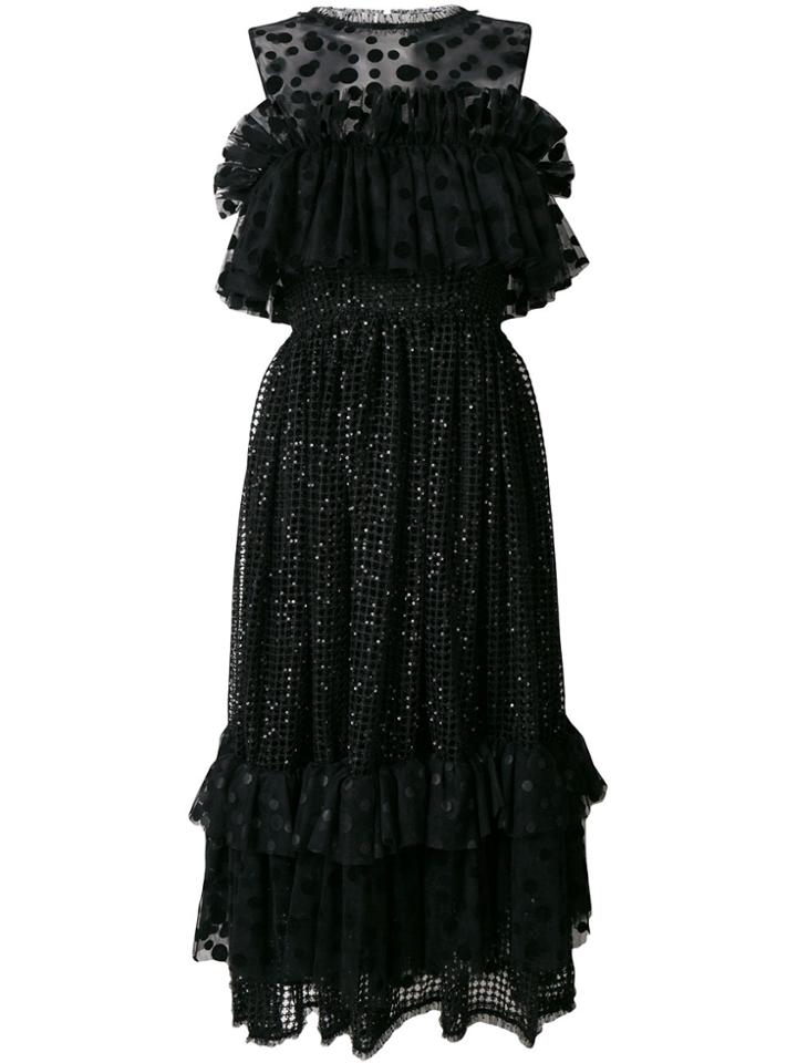 Alcoolique Sequinned Frilled Dress - Black