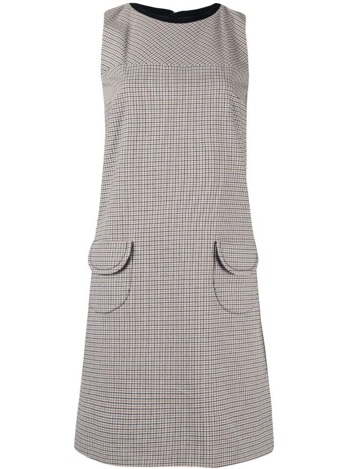 Paule Ka Sleeveless Check Print Shift Dress - Multicolour