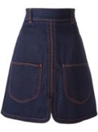 See By Chloé Patch Pocket Denim Skirt, Women's, Size: 42, Blue, Cotton/spandex/elastane
