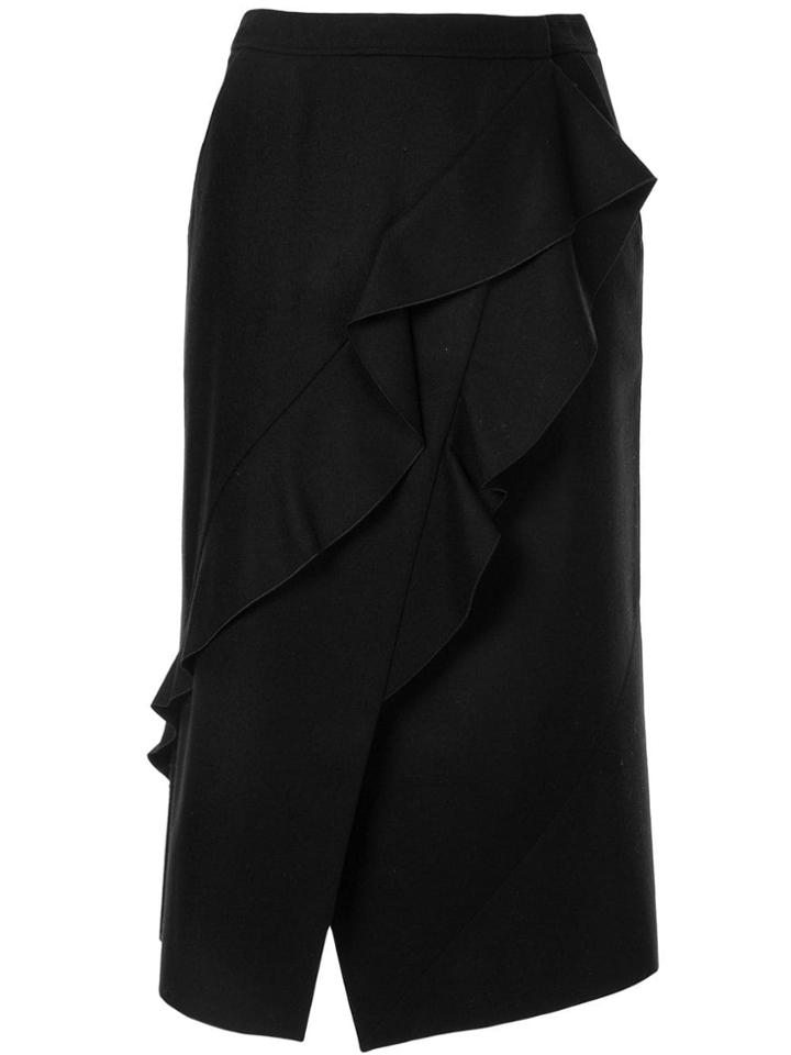 Paule Ka Panelled Ruffle Wrap Skirt - Black