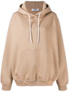 Msgm Printed Logo Hooded Sweater - Neutrals