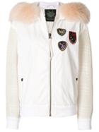 Mr & Mrs Italy Contrasting Sleeves Bomber Jacket - White