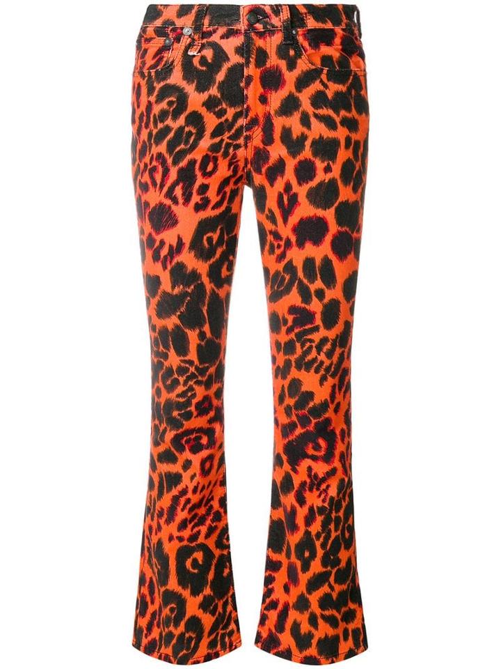 R13 Flared Leopard Print Jeans - Yellow