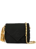 Chanel Pre-owned Diamond Quilt Tassel Shoulder Bag - Black