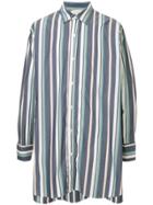 Jieda Oversized Stripe Print Shirt - Blue