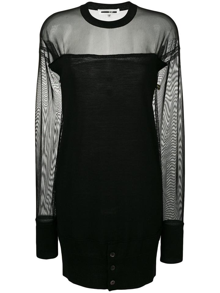 Mcq Alexander Mcqueen - Sheer Dress - Women - Polyester/spandex/elastane/wool - Xs, Black, Polyester/spandex/elastane/wool