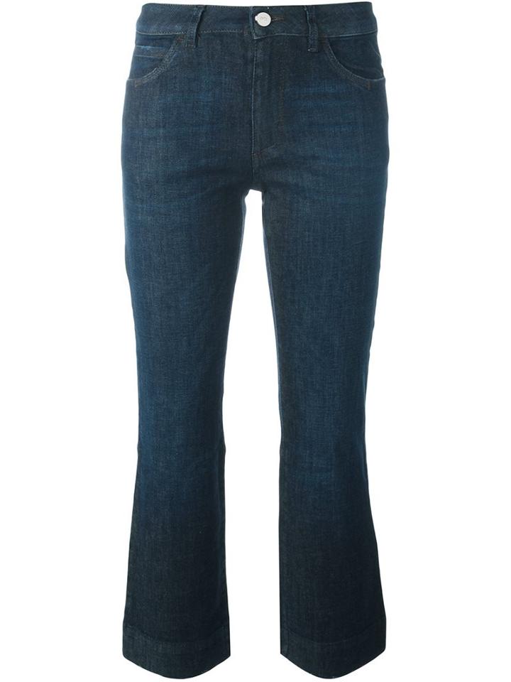 Dorothee Schumacher Flared Cropped Jeans, Women's, Size: 5, Blue, Cotton/spandex/elastane
