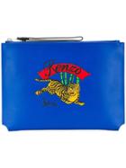 Kenzo Tiger Zipped Clutch Bag - Blue